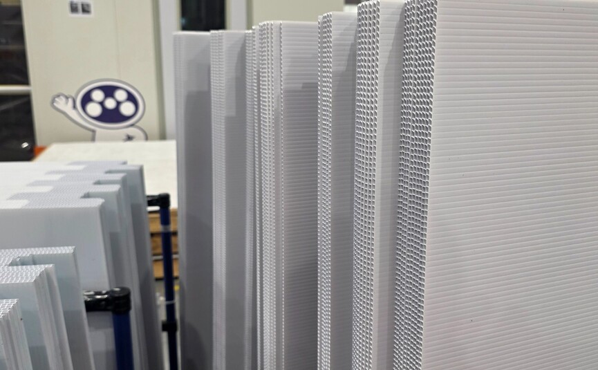 White Corflute sheets prepared for printing at Mediapoint